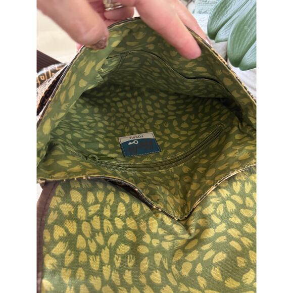 Fossil Key-Per City Scene canvas and Leather messenger bag crossbody - Picture 6 of 11